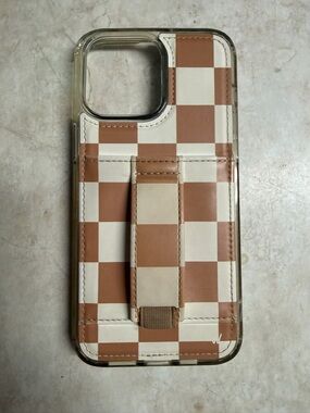 Walli Checkered Brown & White Wallet Phone Case with Kickstand